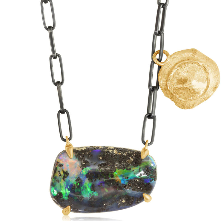 14K Yellow Gold/Ss Australian Boulder Opal Neckpiece