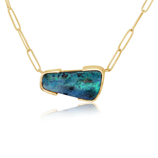 14K Yellow Gold Australian Boulder Opal Neckpiece