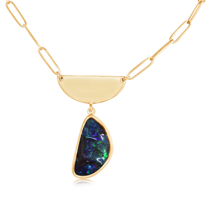 14K Yellow Gold Boulder Opal Neckpiece