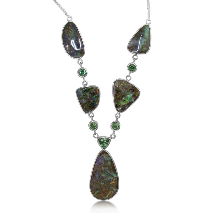 14K White Gold Boulder/Mint Tourmaline Neckpiece