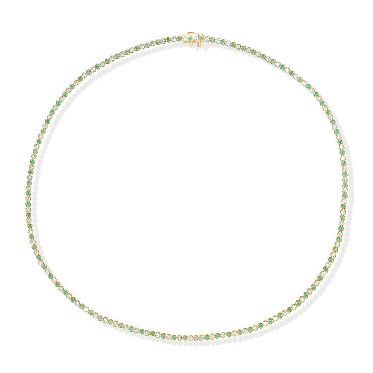 14K Yellow Gold Emerald/Diamond Neckpiece