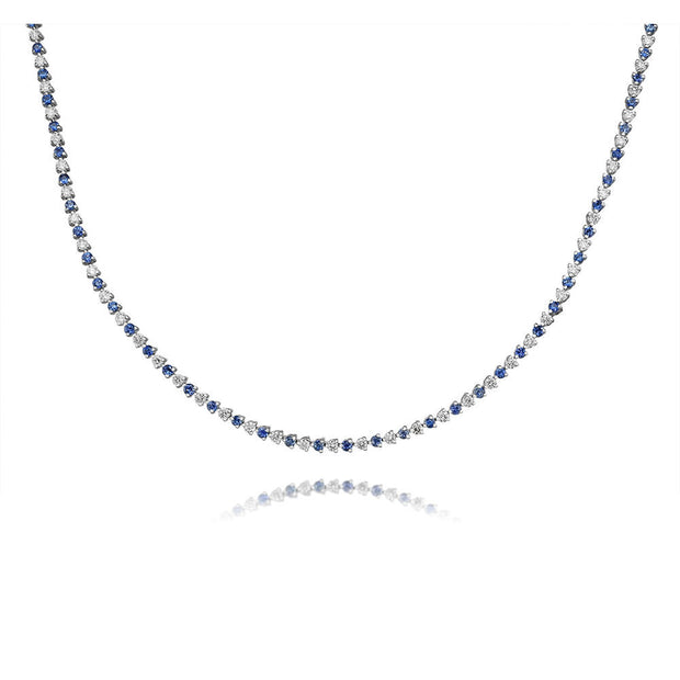 14K White Gold Blue Sapphire/Diamond Neckpiece