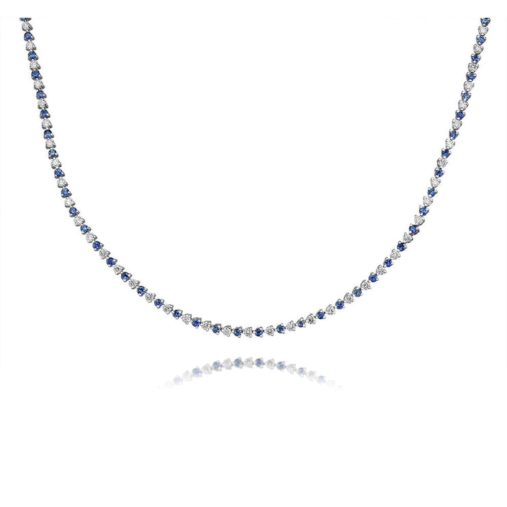 14K White Gold Blue Sapphire/Diamond Neckpiece