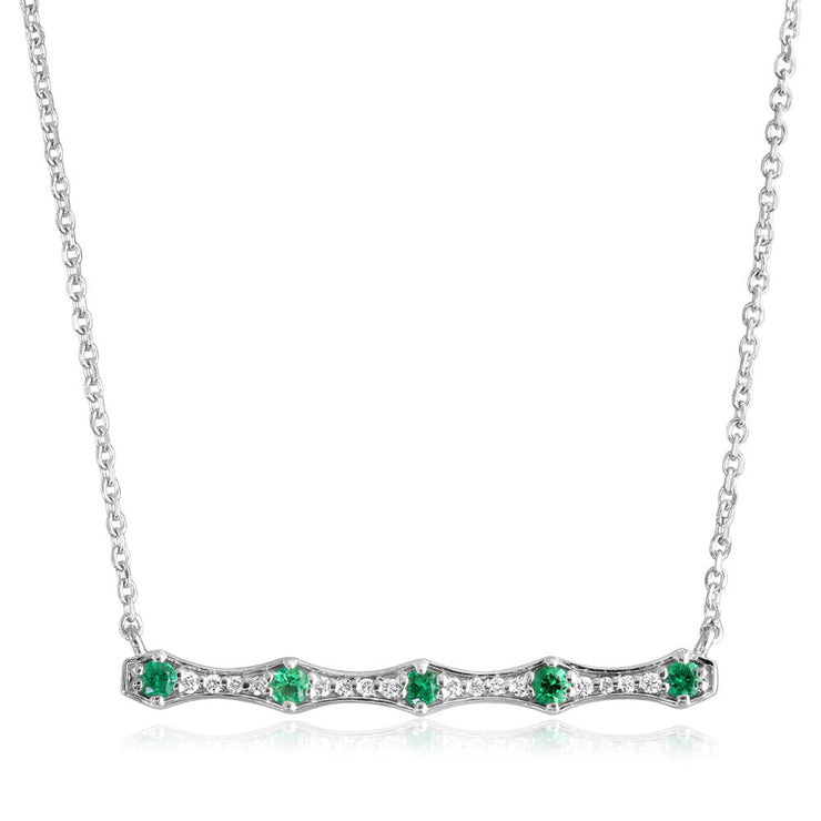 14K White Gold Emerald/Diamond Neckpiece