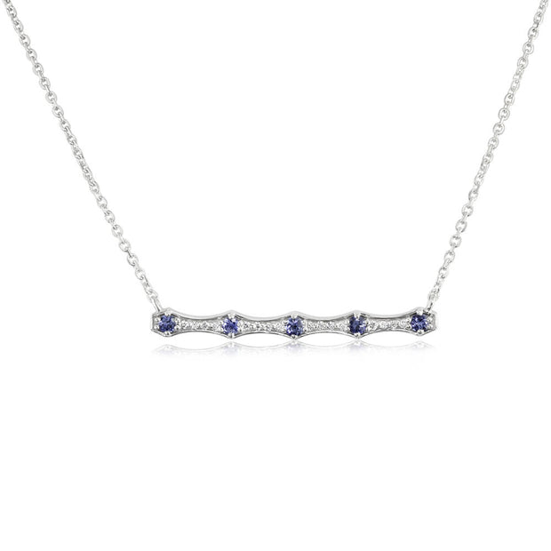 14K White Gold Sapphire/Diamond Neckpiece ""