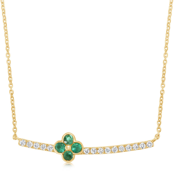 14K Yellow Gold Emerald/Diamond Neckpiece