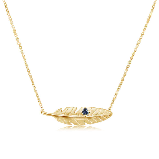 14K Yellow Gold Montana Sapphire Feather Neckpiece