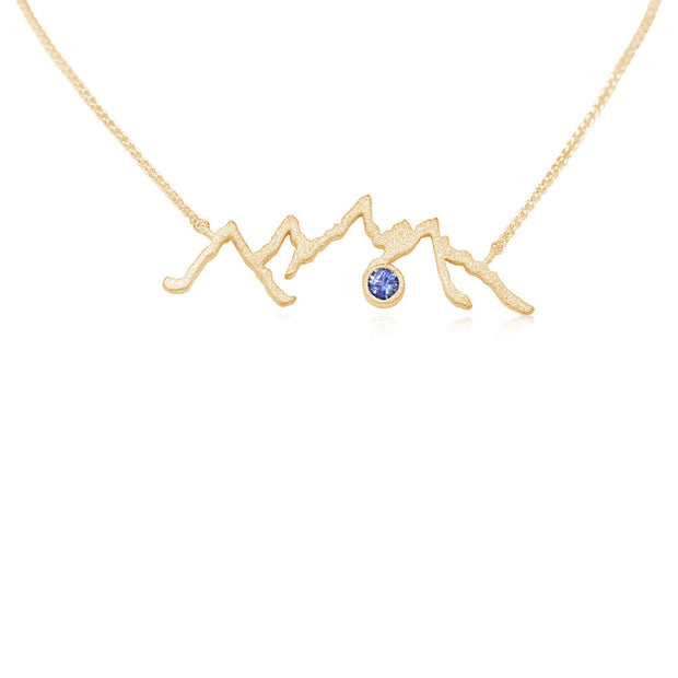 14K Yellow Gold Wire Mountain Montana Sapphire Neckpiece(1-Stone)