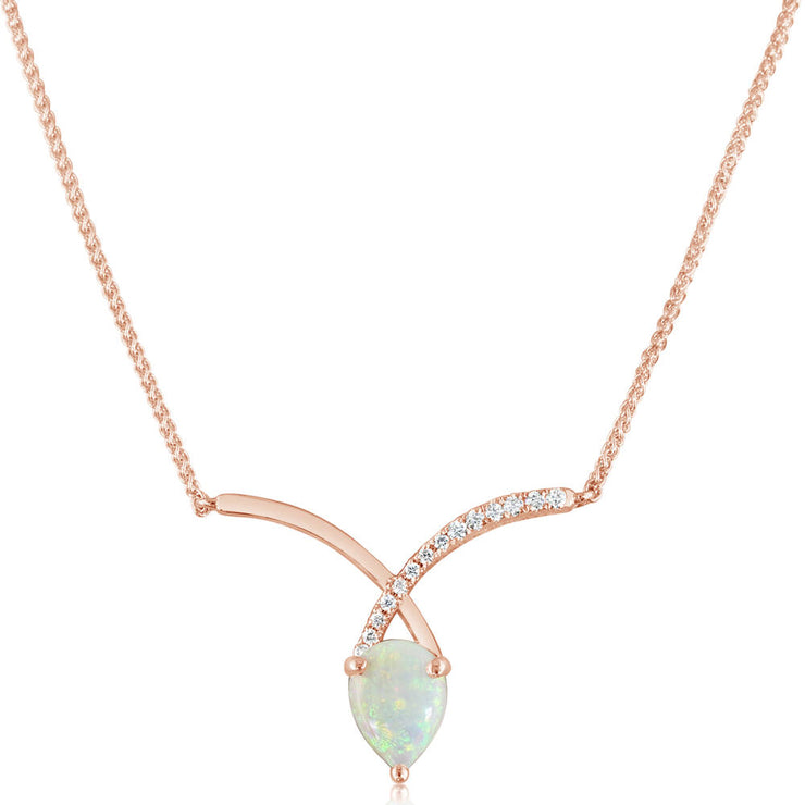 14K Rose Gold Australian Opal/Diamond Neckpiece