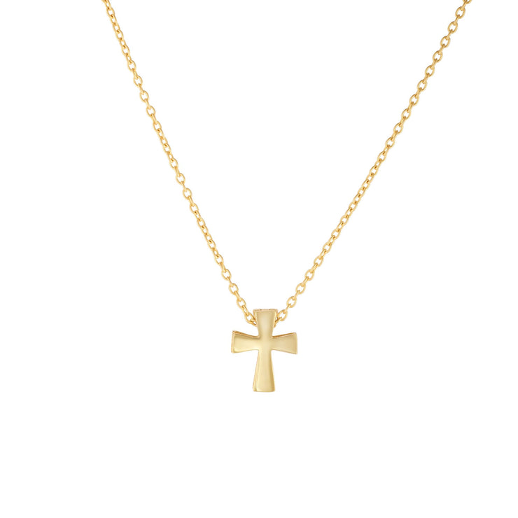 14K Gold Polished Mini Cross Necklace