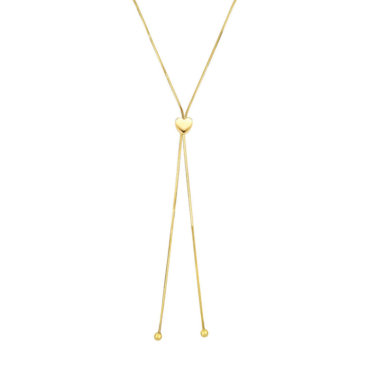 14K Gold Heart Slide Friendship Necklace