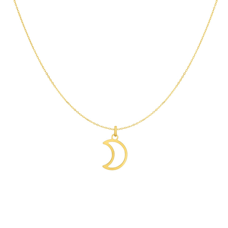 14K Gold Open Moon Necklace