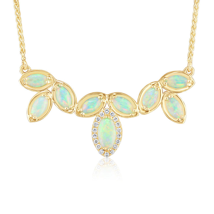 14K Yellow Gold Australian Opal/Diamond Neckpiece