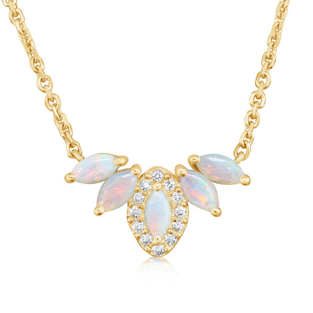 14K Yellow Gold Australian Opal/Diamond Neckpiece