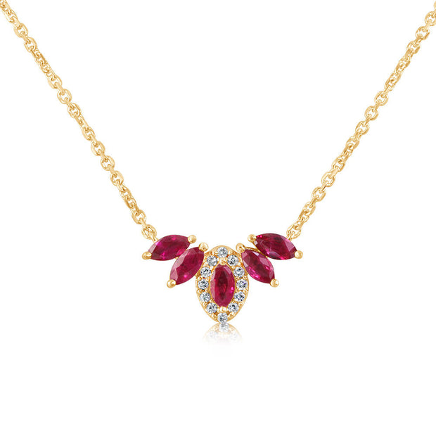 14K Yellow Gold Ruby/Diamond Neckpiece