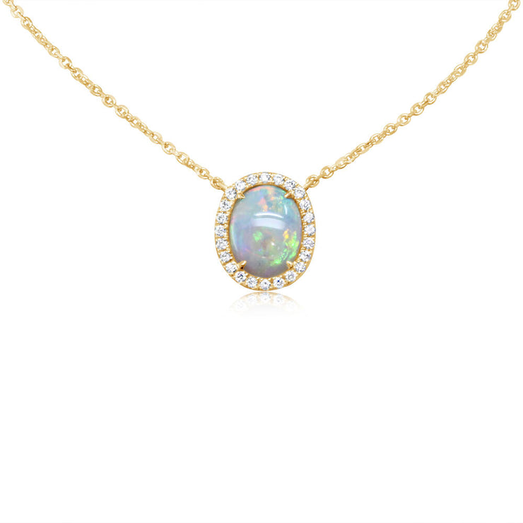 14K Yellow Gold Australian Opal/Diamond Neckpiece