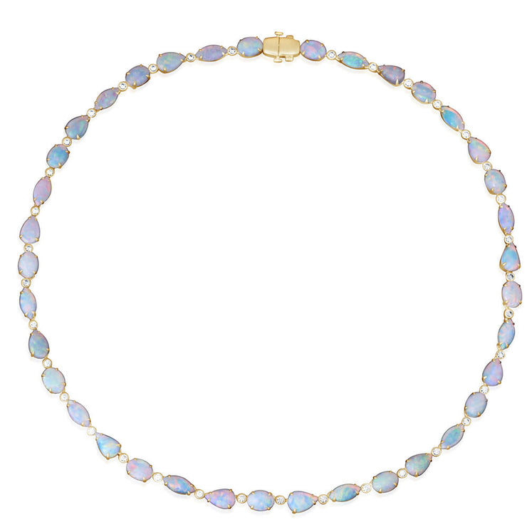 18K Yellow Gold Australian Opal/Diamond Neckpiece