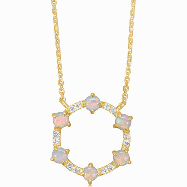 14K Yellow Gold Australian Opal/Diamond Neckpiece