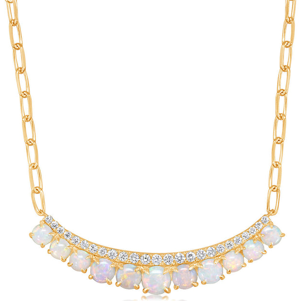 14K Yellow Gold Australian Opal/Diamond Neckpiece