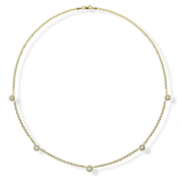 14K Yellow Gold Australian Opal /Diamond Neckpiece