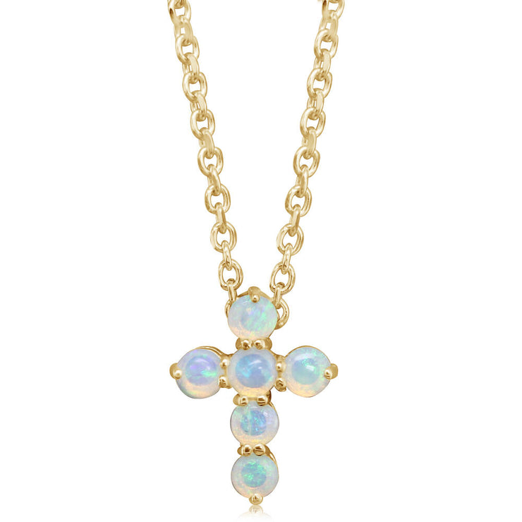 14K Yellow Gold Australian Opal Cross Neckpiece