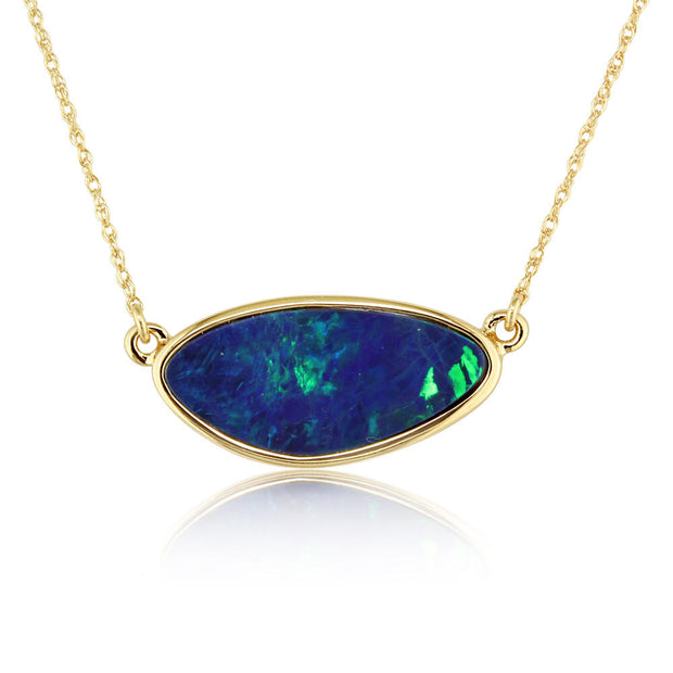 14K White Gold Australian Opal Doublet Neckpiece