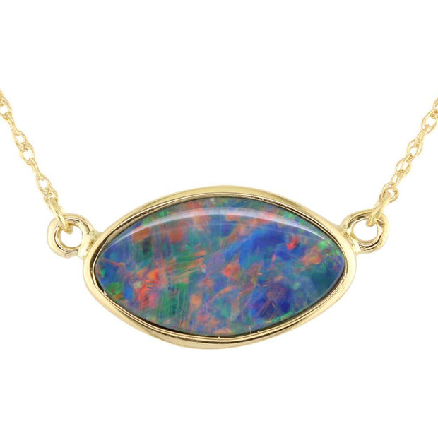 14K Yellow Gold Australian Opal Doublet Neckpiece