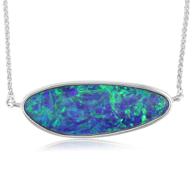 14K White Gold Australian Opal Doublet Neckpiece