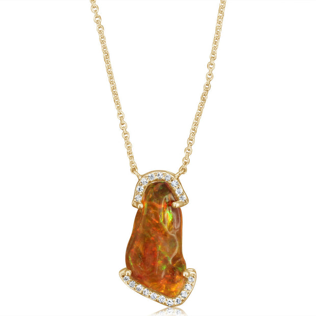 14K Yellow Gold Fire Opal/Diamond Neckpiece