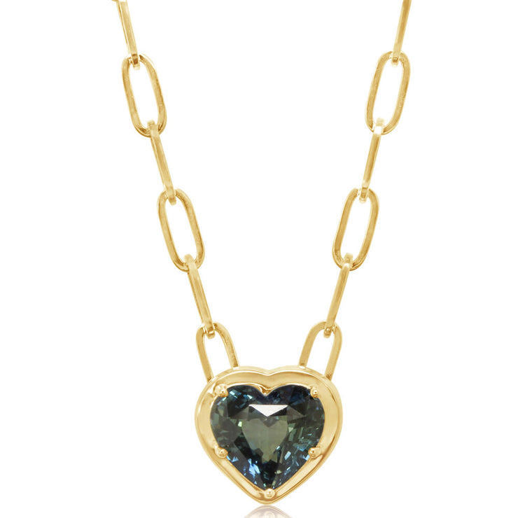 14K Yellow Gold Blue Green Sapphire Neckpiece