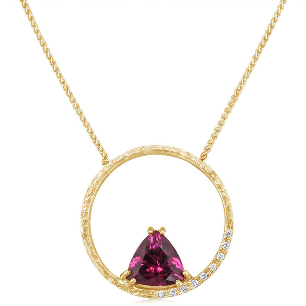 14K Yellow Gold Purple Garnet/Diamond Neckpiece