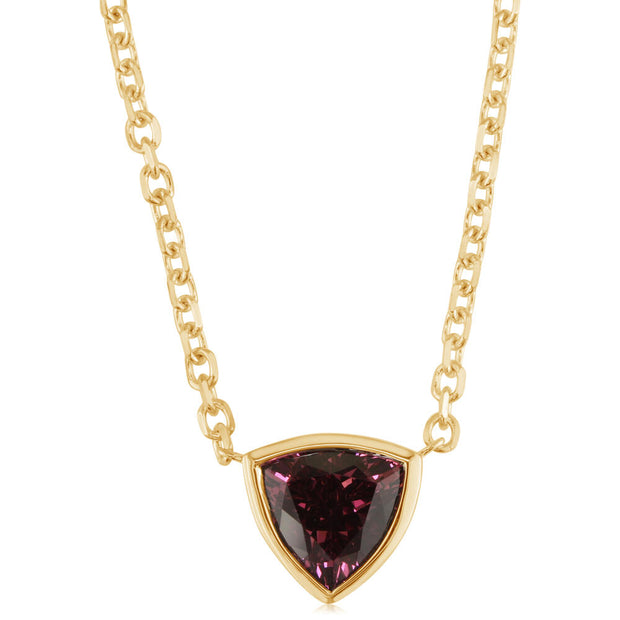 14K Yellow Gold Trillion Purple Garnet Neckpiece