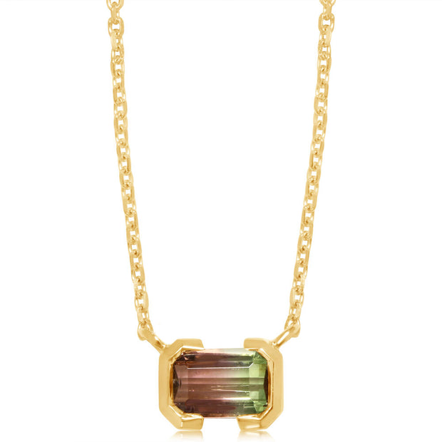 14K Yellow Gold Bi-Color Tourmaline Neckpiece