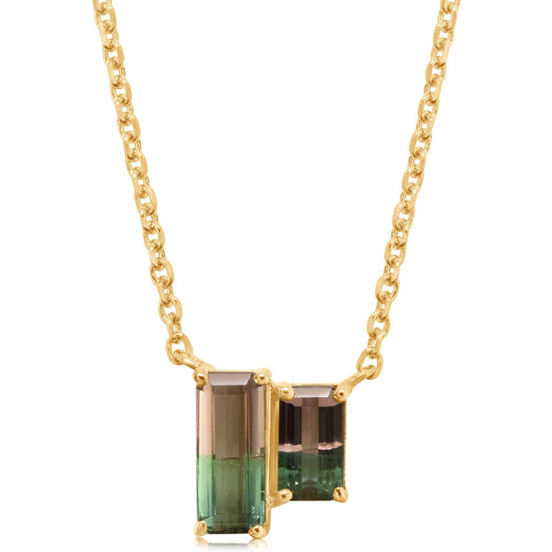 14K Yellow Gold Bi-Color Tourmaline Neckpiece