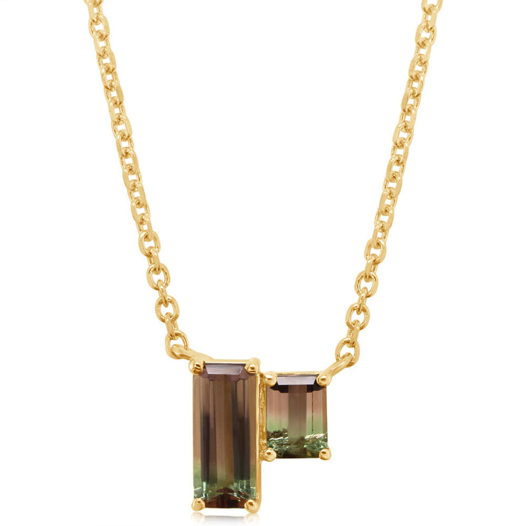 14K Yellow Gold Bi-Color Tourmaline Neckpiece