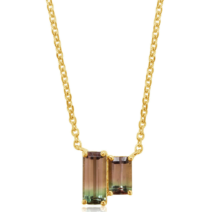 14K Yellow Gold Bi-Color Tourmaline Neckpiece