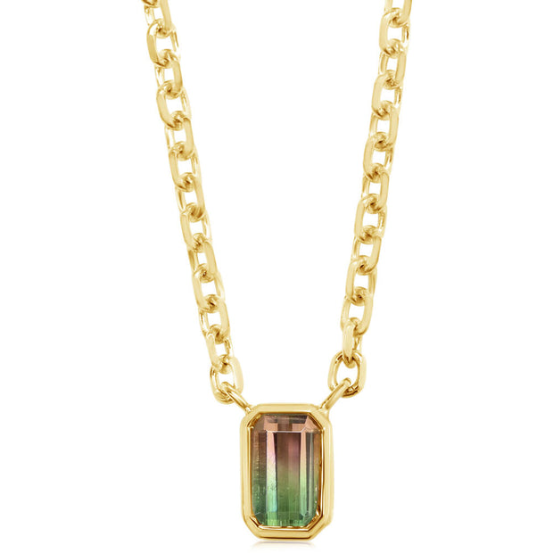 14K Yellow Gold Bi-Color Tourmaline Neckpiece