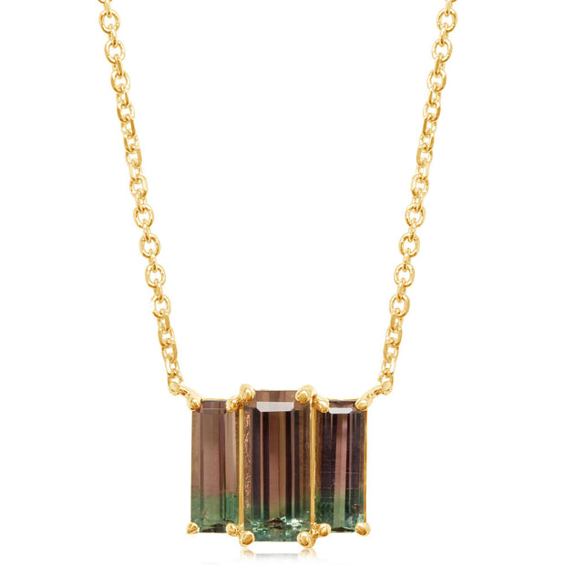 14K Yellow Gold Bi-Color Tourmaline Neckpiece