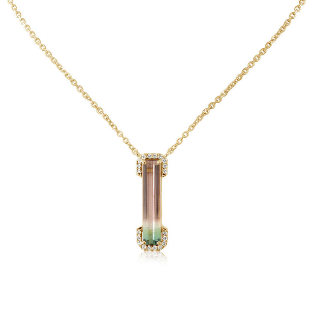 14K Yellow Gold Bi-Color Tourmaline/Diamond Neckpiece