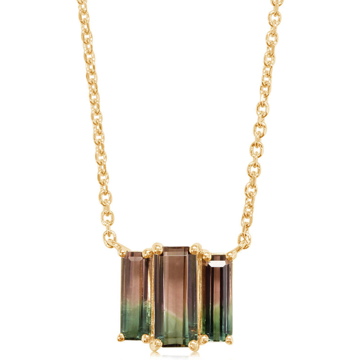 14K Yellow Gold Bi-Color Tourmaline Neckpiece