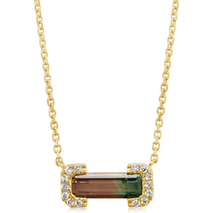 14K Yellow Gold Bi-Color Tourmaline/Diamond Neckpiece