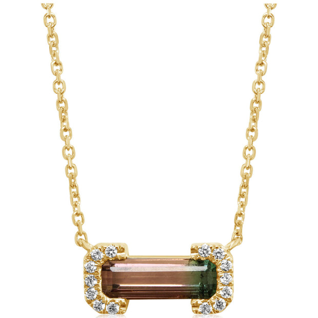 14K Yellow Gold Bi-Color Tourmaline/Diamond Neckpiece