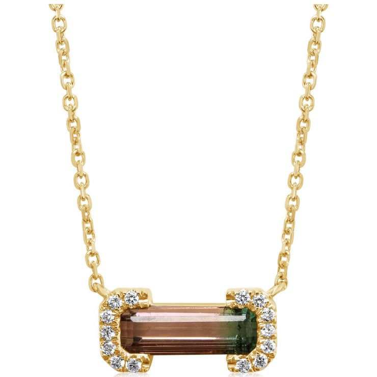 14K Yellow Gold Bi-Color Tourmaline/Diamond Neckpiece