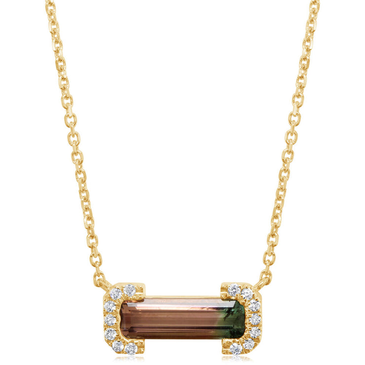 14K Yellow Gold Bi-Color Tourmaline/Diamond Neckpiece