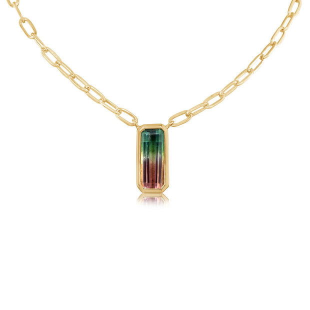 14K Yellow Gold Bi-Color Tourmaline Neckpiece