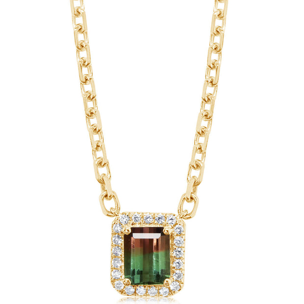 14K Yellow Gold Bi-Color Tourmaline/Diamond Neckpiece