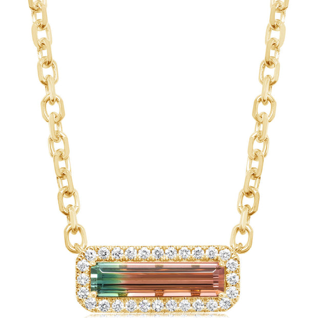 14K Yellow Gold Bi-Color Tourmaline/Diamond Neckpiece