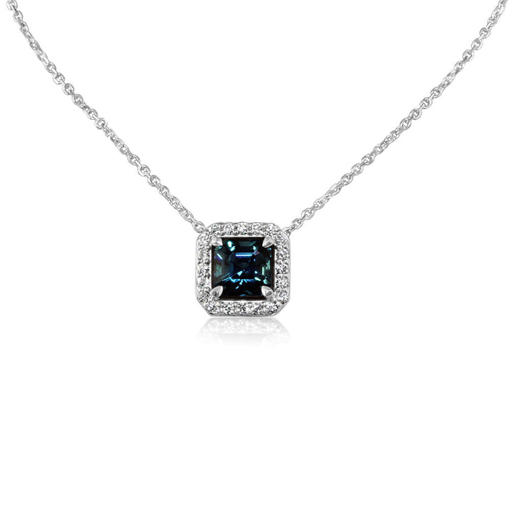 14K White Gold Lagoon Tourmaline/Diamond Neckpiece