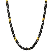 8mm Black IP Steel Matte Finish Miami Cuban Chain Necklace with Genuine Black Sapphire Gem