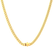 6mm 18Kt Gold IP Steel Matte Finish Miami Cuban Chain Necklace Genuine Black Sapphire